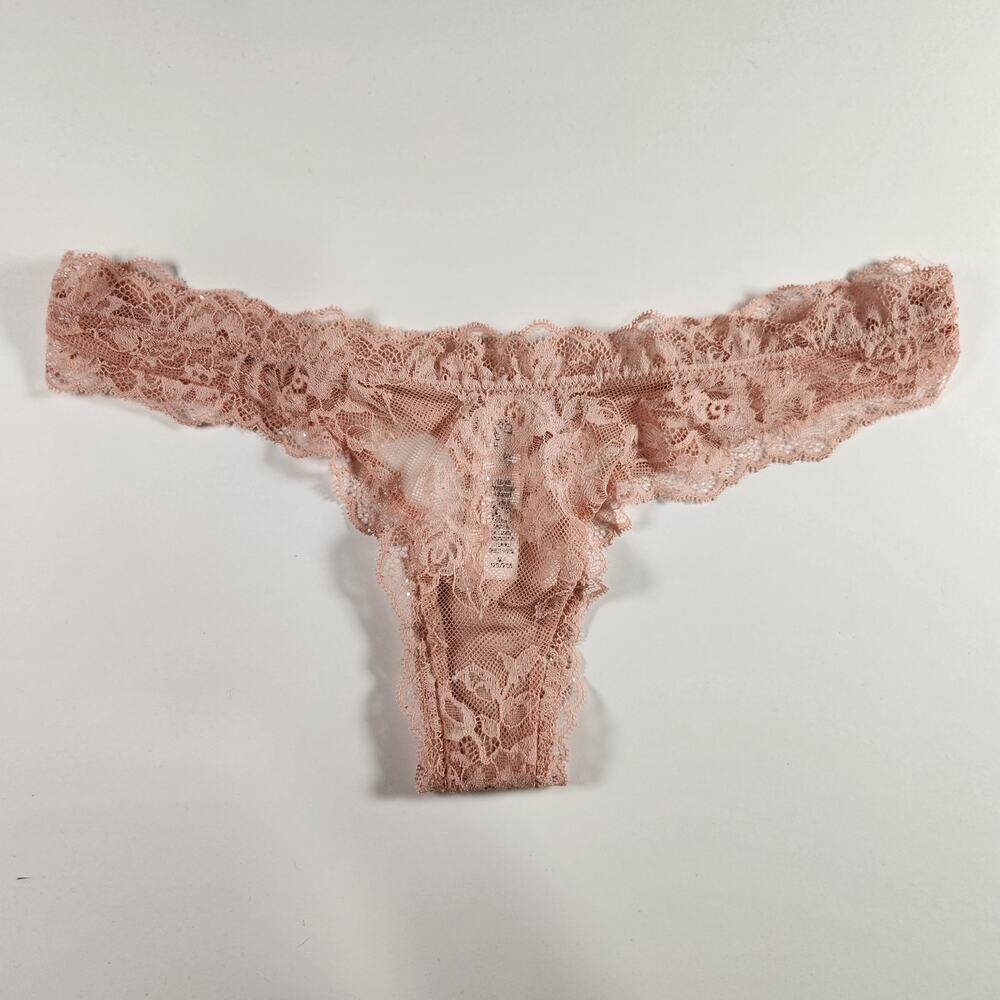 Victoria's Secret Very Sexy High Leg Lace Thong Panty - Sparkly Beige - Medium